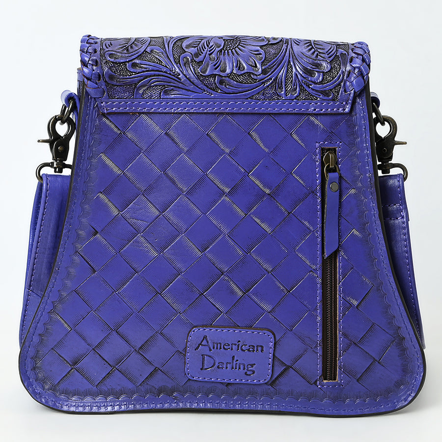 American Darling Hand-Tooled Genuine Leather Crossbody Bag | Floral Carved Full-Grain Western Purse | Everyday Leather Crossbody for Women