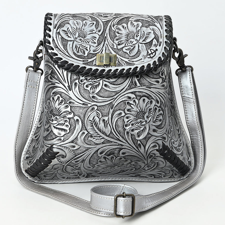 American Darling Hand-Tooled Genuine Leather Crossbody Bag | Floral Carved Full-Grain Western Purse | Everyday Leather Crossbody for Women