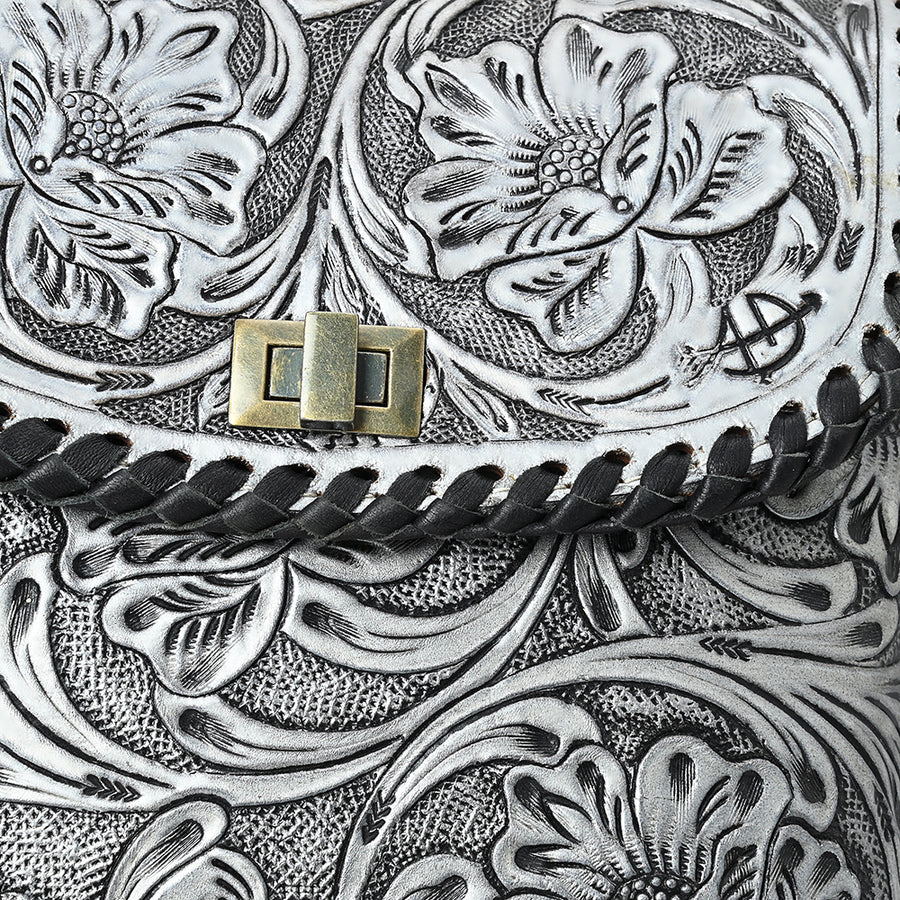 American Darling Hand-Tooled Genuine Leather Crossbody Bag | Floral Carved Full-Grain Western Purse | Everyday Leather Crossbody for Women