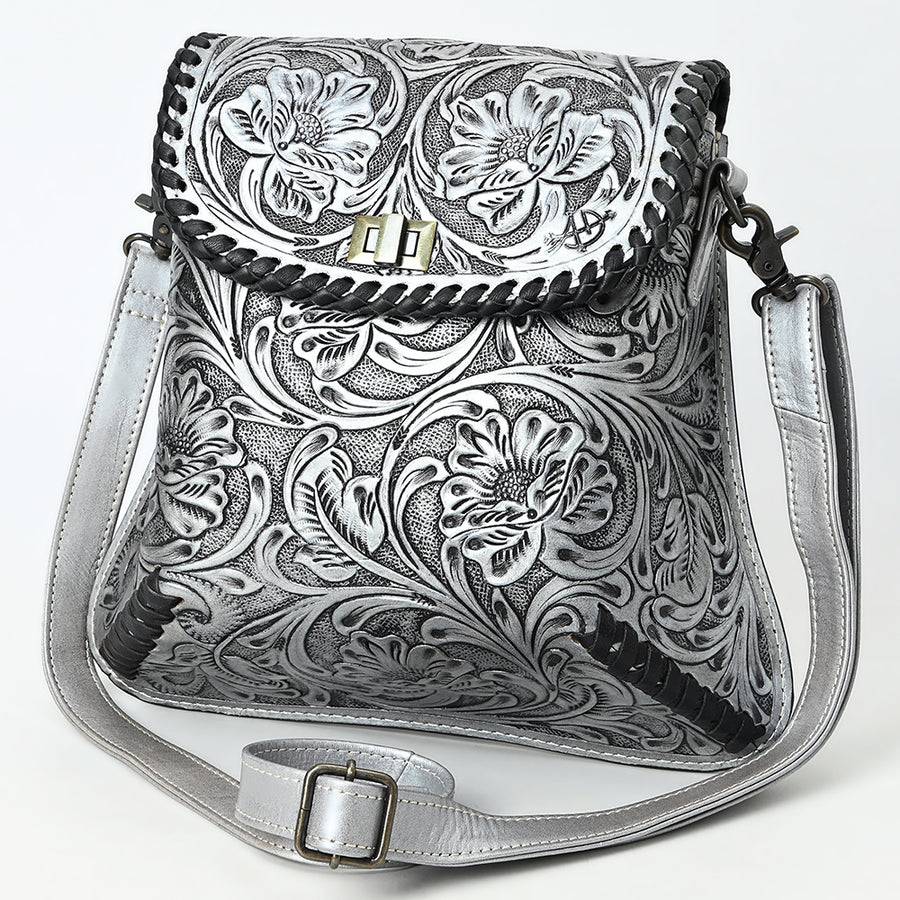 American Darling Hand-Tooled Leather Crossbody Bag | Floral Carved Western Purse - Uhorse