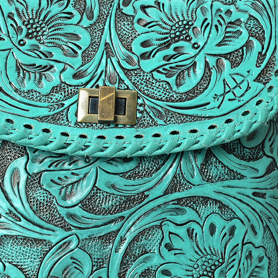 American Darling Hand-Tooled Genuine Leather Crossbody Bag | Floral Carved Full-Grain Western Purse | Everyday Leather Crossbody for Women