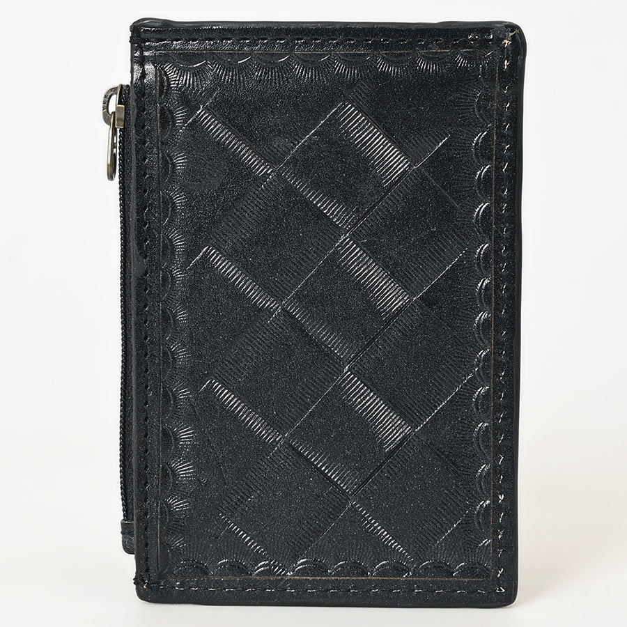 Western Leather Card Holder Bag with Hand-Tooled Floral Carved Full Grain Vegetable-Tanned Leather by American Darling