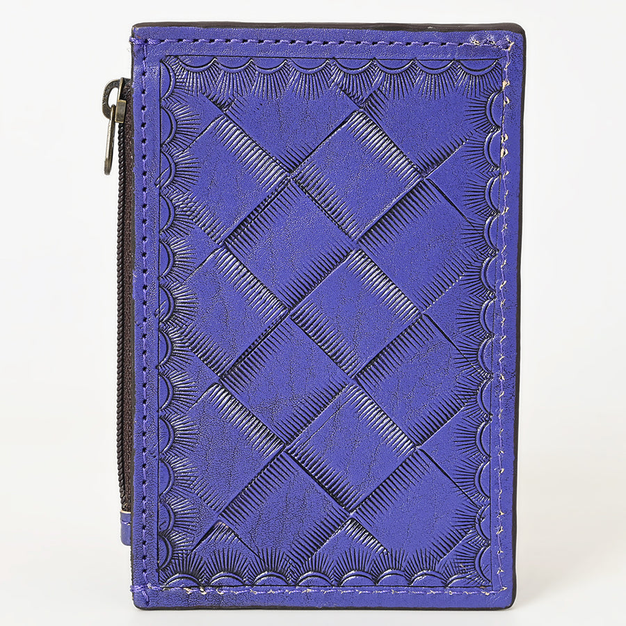 Western Leather Card Holder Bag with Hand-Tooled Floral Carved Full Grain Vegetable-Tanned Leather by American Darling