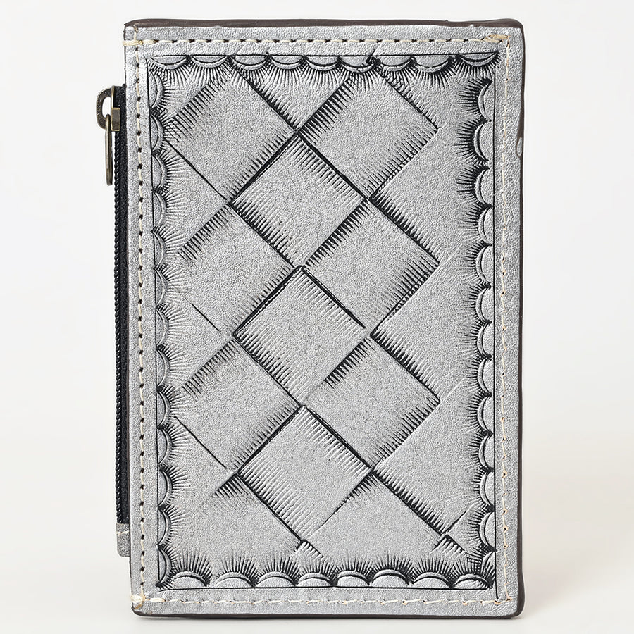 Western Leather Card Holder Bag with Hand-Tooled Floral Carved Full Grain Vegetable-Tanned Leather by American Darling