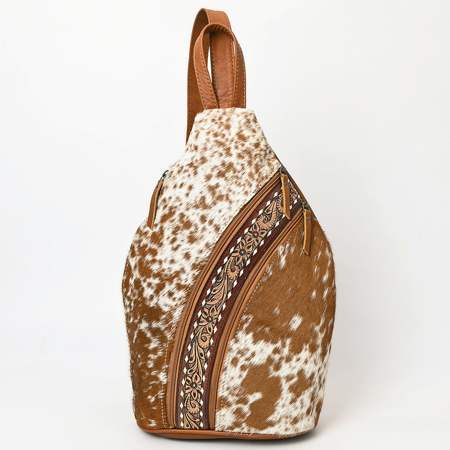 American Darling Western Leather Sling Bag with Hair-On Cowhide, Hand-Tooled Accents, Adjustable Strap, Spacious Interior & Premium Craftsmanship