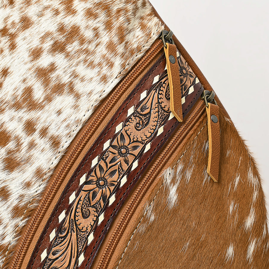 American Darling Western Leather Sling Bag with Hair-On Cowhide, Hand-Tooled Accents, Adjustable Strap, Spacious Interior & Premium Craftsmanship