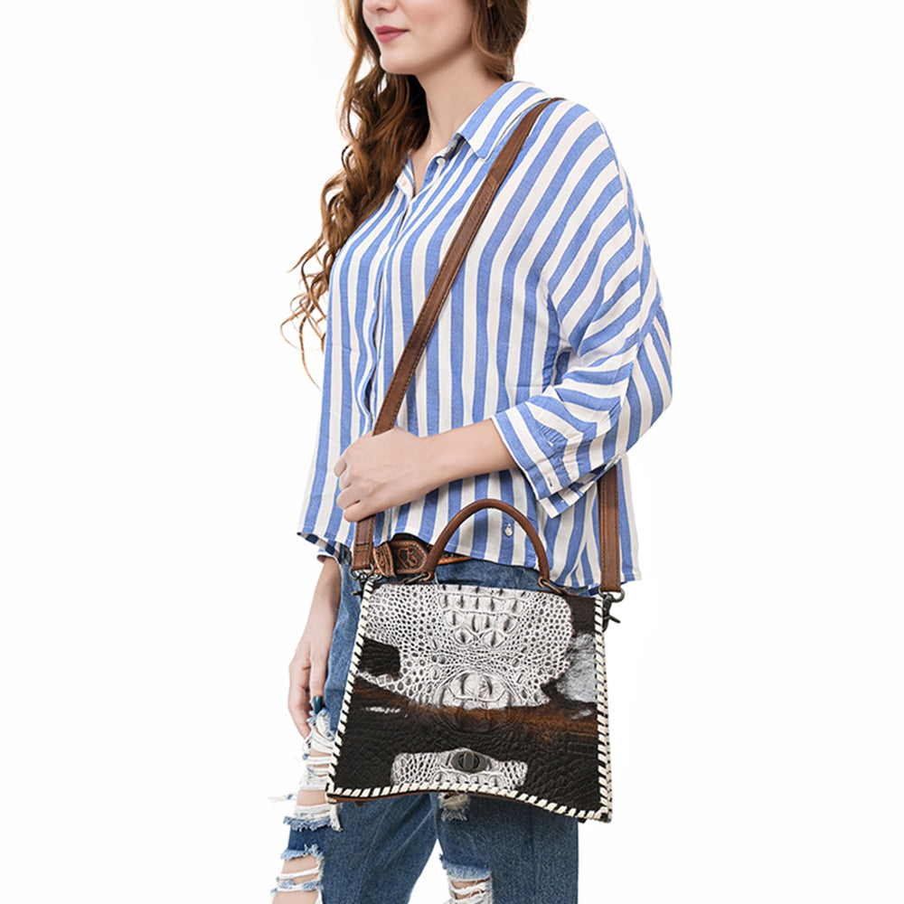 American Darling Tote Crocodile Embossed Genuine Leather Women Bag Western Handbag Purse