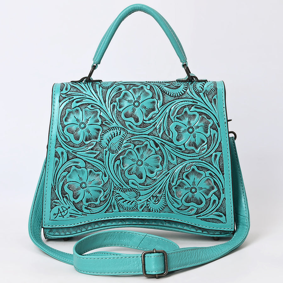 American Darling Western Leather Messenger Bag with Hand-Tooled Floral Carving, Structured Body, Adjustable Strap, Spacious Interior & Premium Craftsmanship