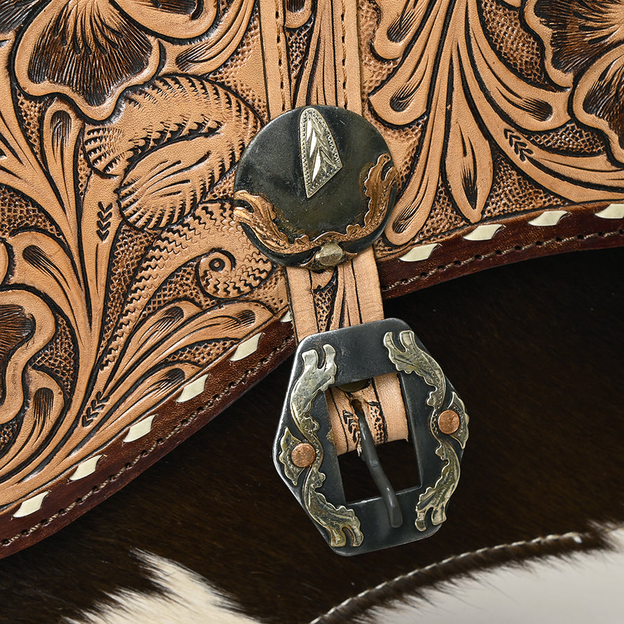 American Darling Western Leather Crossbody Bag with Hand-Tooled Floral Detailing, Hair-On Accents & Premium Genuine Leather