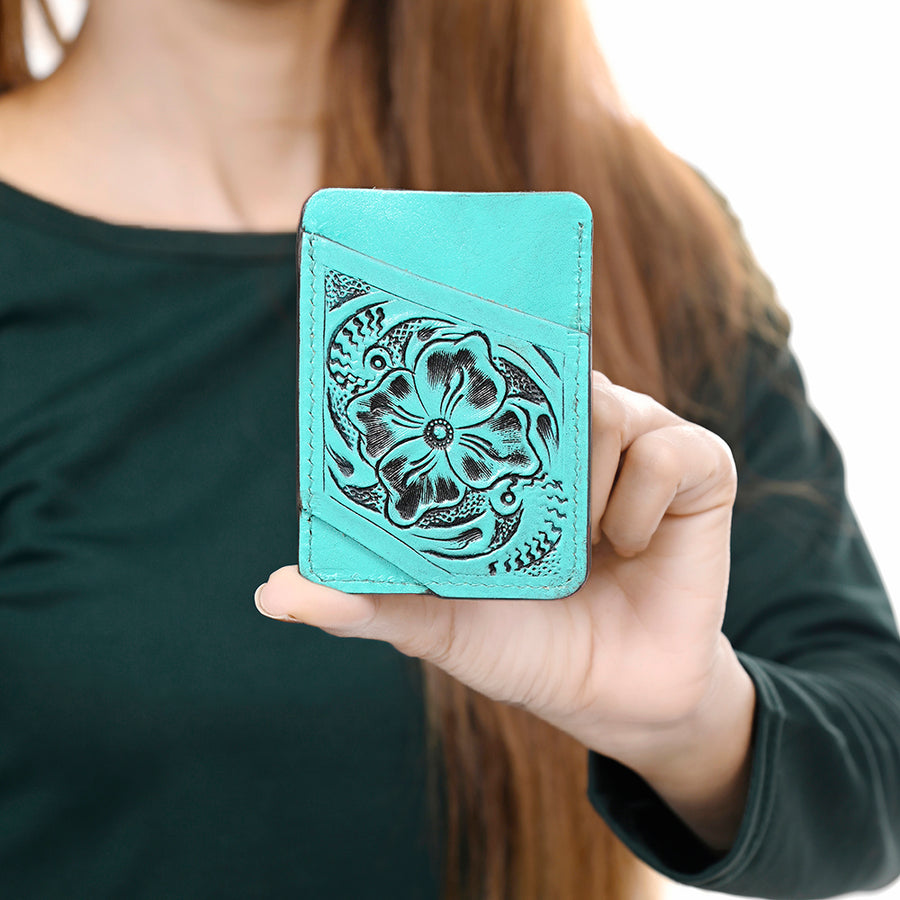 American Darling Card Holder Hand Tooled Genuine Leather | Business Credit