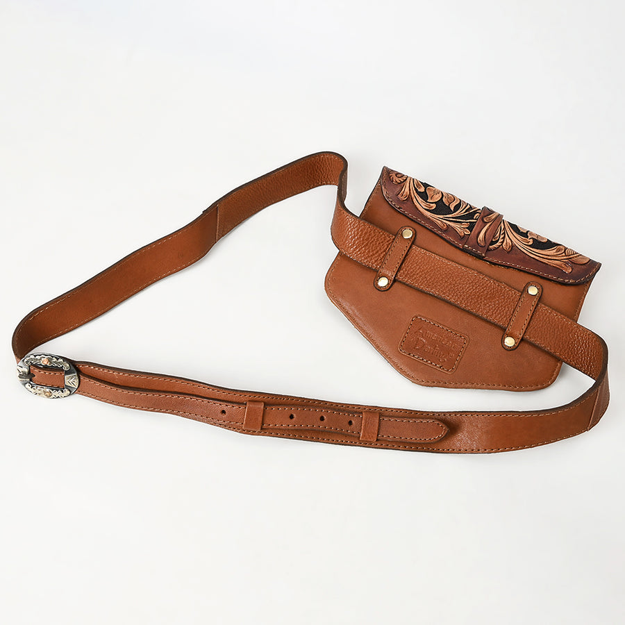 American Darling Women's Hand Tooled Floral Carved Hair-On Cowhide Genuine Leather Sling Bag Western Eco-Friendly Purse