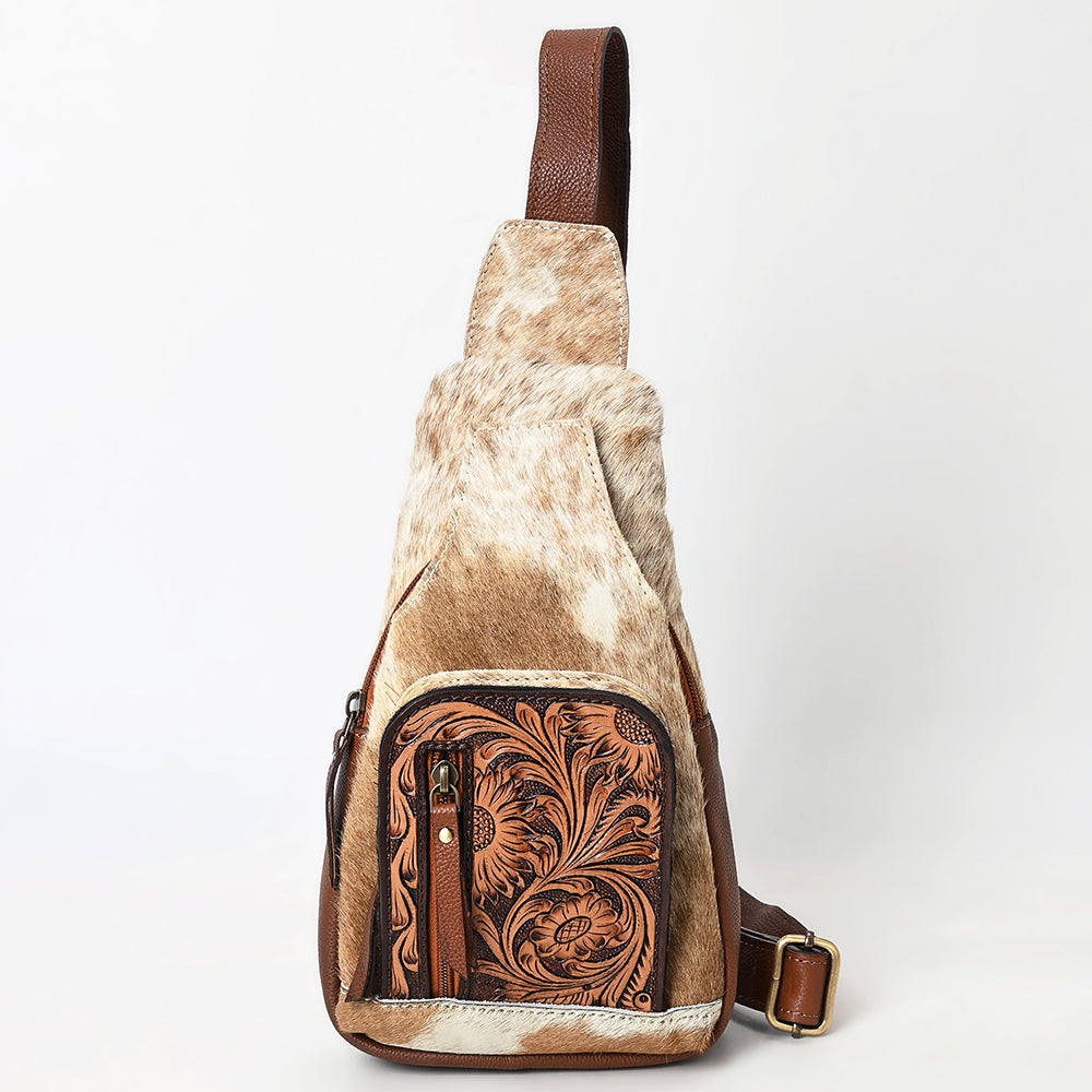 American Darling Sling Hand Tooled Hair-On Genuine Leather Women Bag Western Handbag Purse |