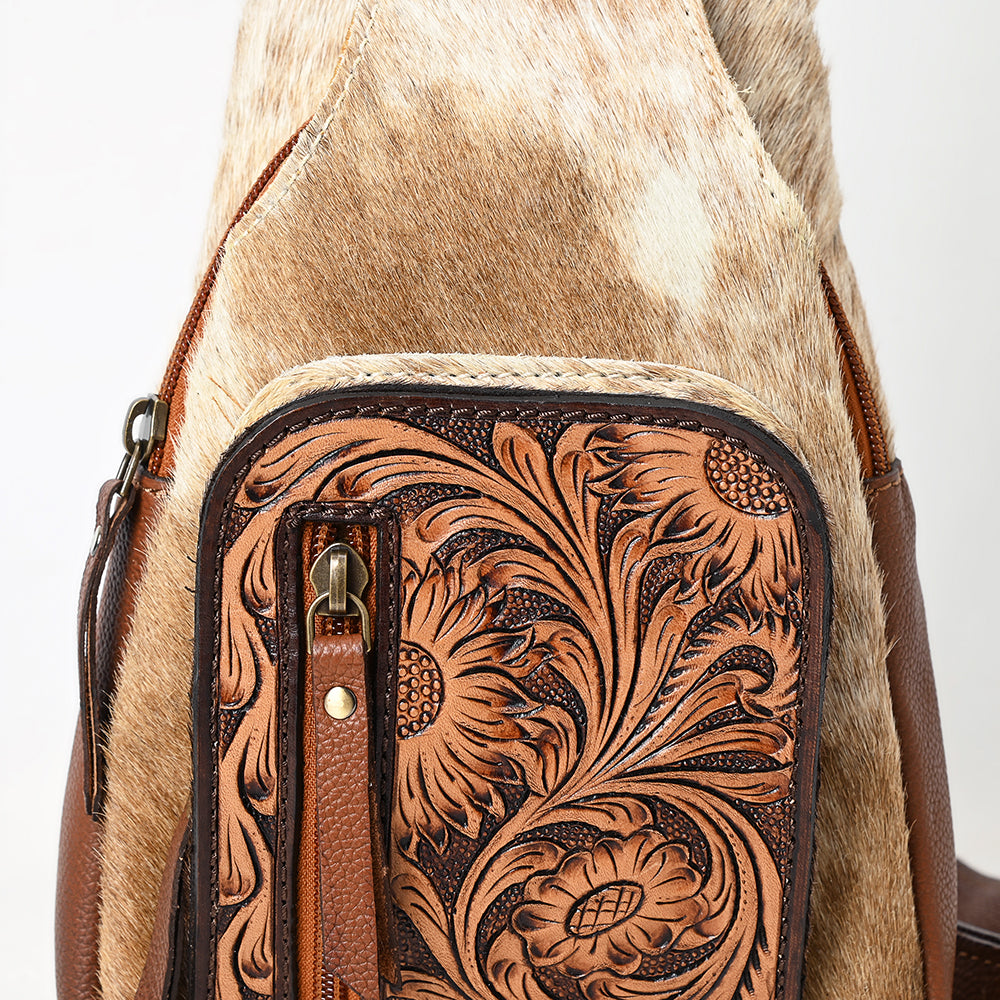 American Darling Sling Hand Tooled Hair-On Genuine Leather Women Bag Western Handbag Purse |
