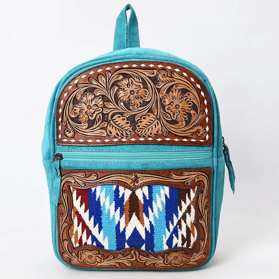 American Darling Backpack Hand Tooled Upcycled Wool Genuine Leather Women Bag Western Handbag Purse