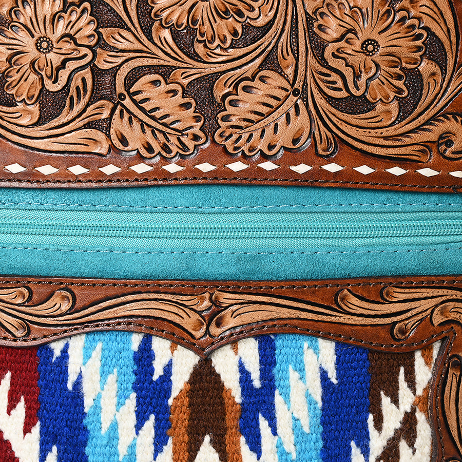 American Darling Backpack Hand Tooled Upcycled Wool Genuine Leather Women Bag Western Handbag Purse