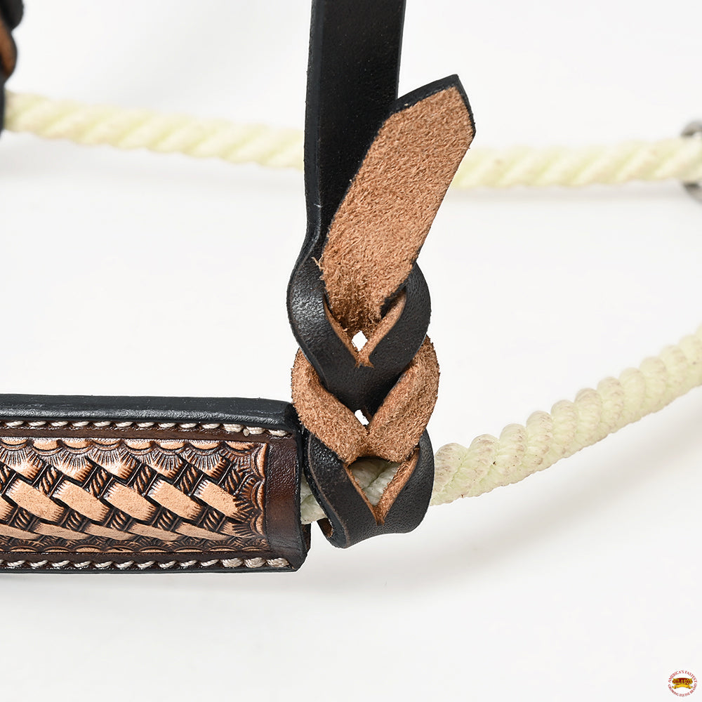 Comfytack Western Horse Round Nose Caveson Genuine Leather Noseband