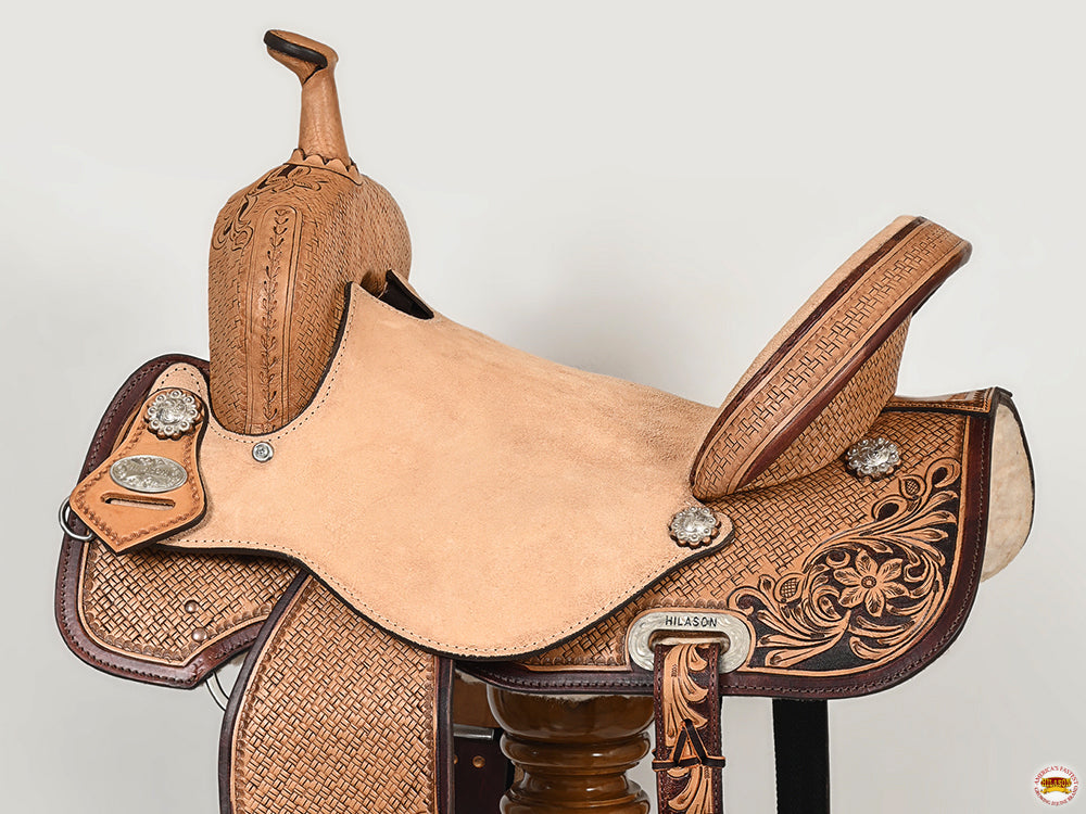 Flex Tree Western Horse Saddle In American Leather Barrel Trail Hilason