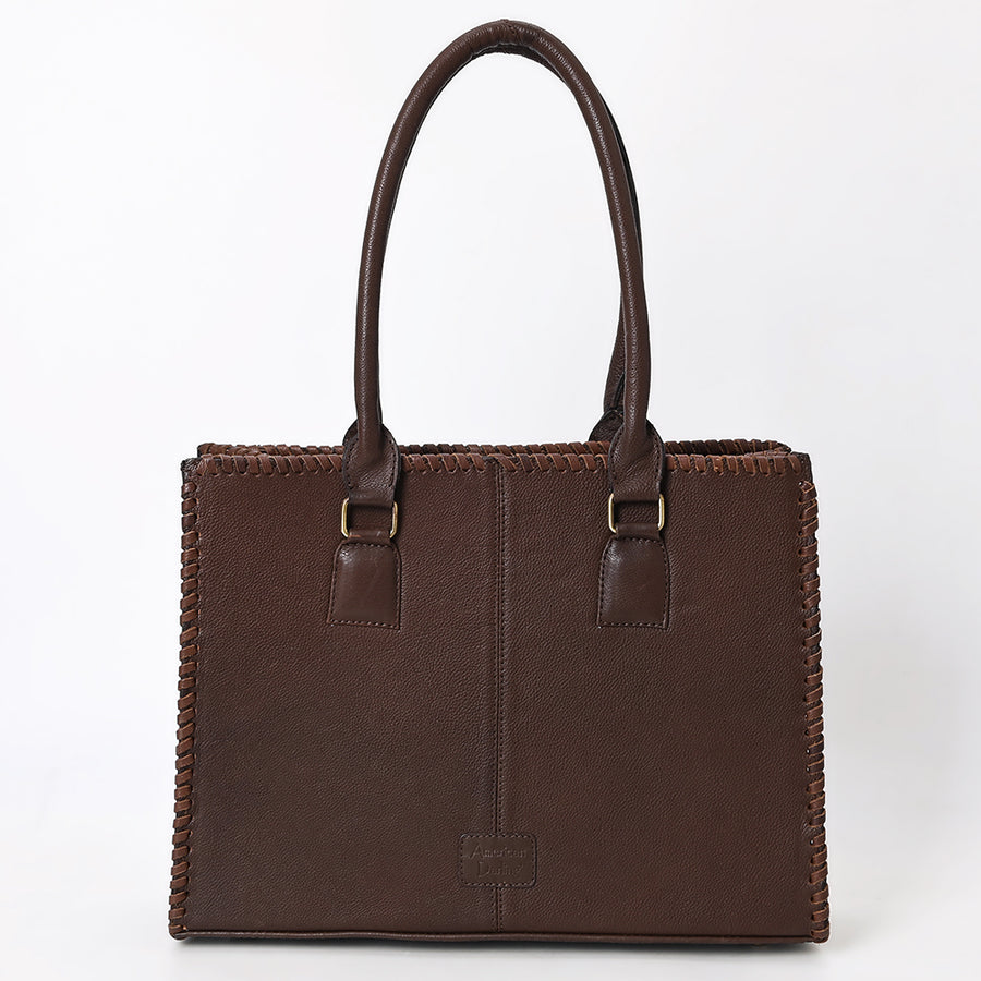 American Darling Women's Hand Tooled Floral Carved Braided Genuine Leather Tote Bag Eco-Friendly YKK Zipper