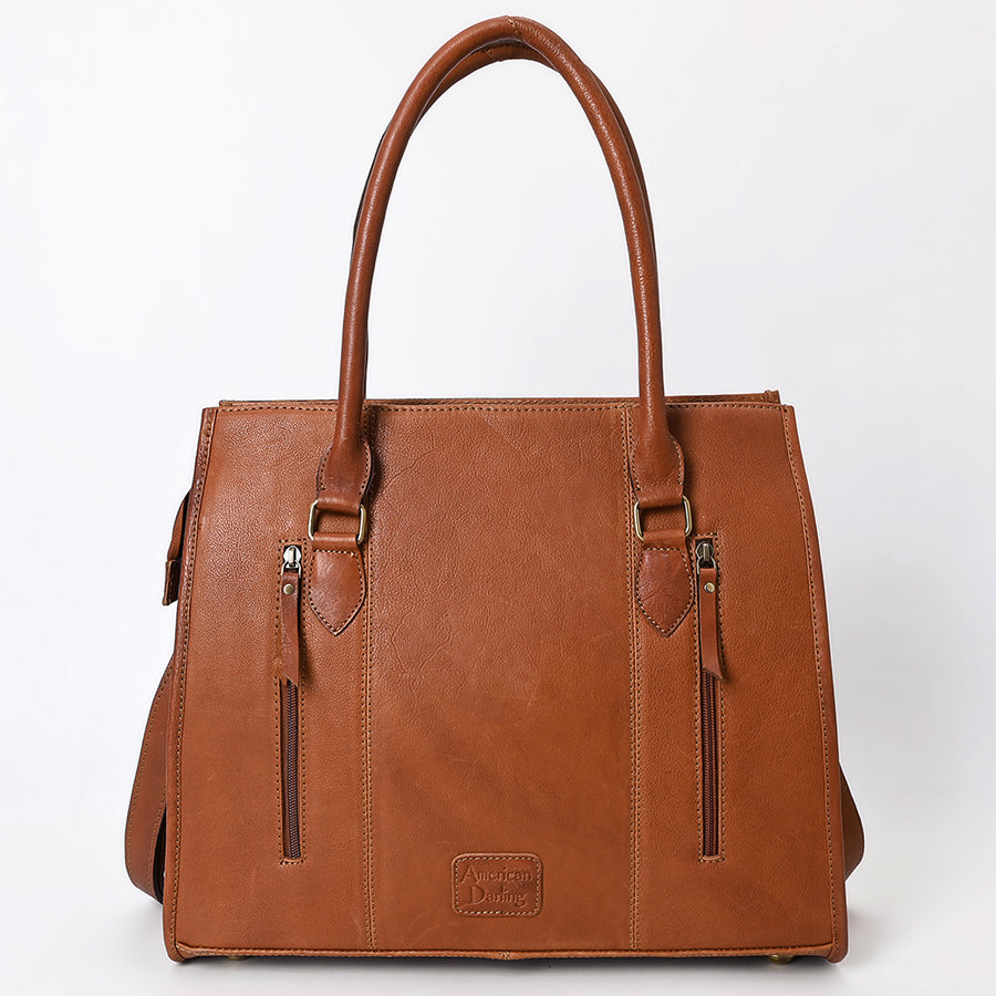 American Darling Women's Hand Tooled Floral Carved Hair-On Cowhide Genuine Leather Tote Bag Eco-Friendly YKK Zipper