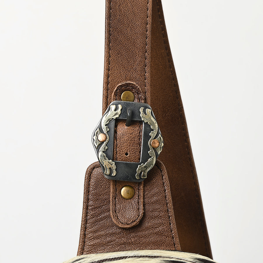 American Darling Western Leather Sling Bag with Hair-On Cowhide, Hand Woven Saddle Blanket Front, Adjustable Strap & Organized Interior