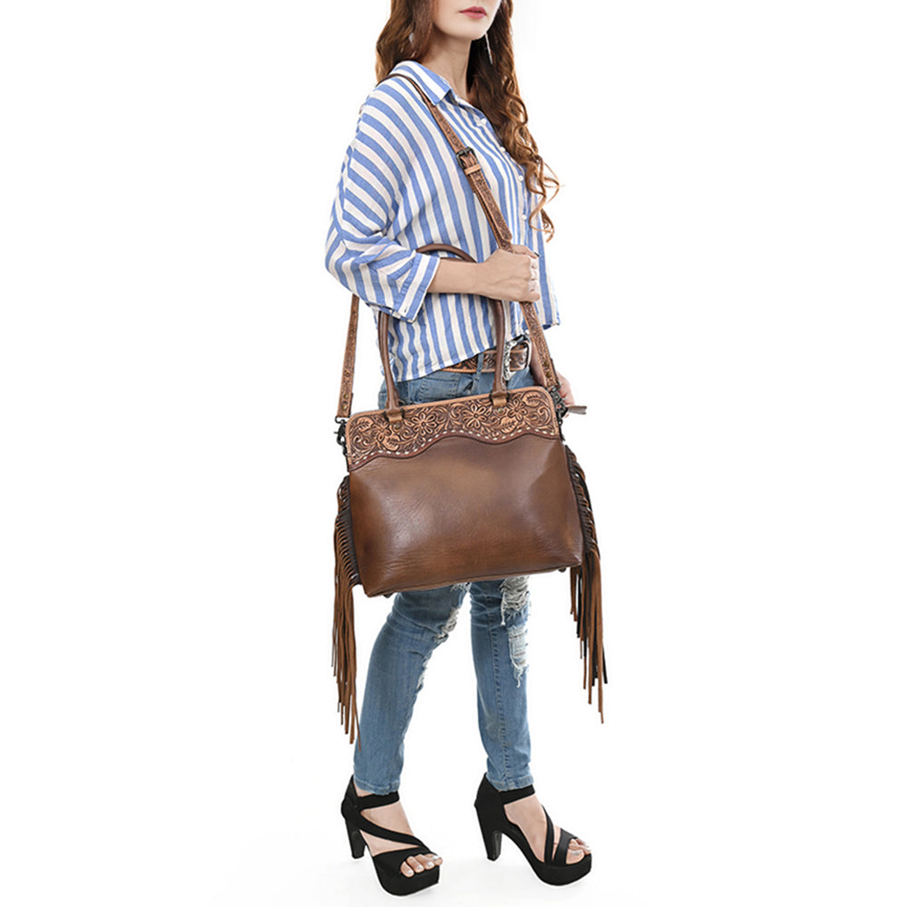 American Darling Adbg1527 Tote Hand Tooled Genuine Leather Women Bag Western Handbag Purse