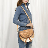 American Darling Adbg1529 Small Crossbody Hand Tooled Hair-On Genuine Leather Women Bag Western Handbag Purse