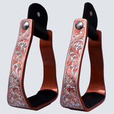 HILASON 3" Neck Western Aluminium Slanted Horse Stirrups Floral Engraved