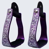 HILASON 3" Neck Western Aluminium Slanted Horse Stirrups Floral Engraved