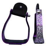 HILASON 3" Neck Western Aluminium Slanted Horse Stirrups Floral Engraved
