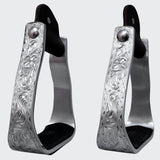 HILASON 3" Neck Western Aluminium Slanted Horse Stirrups Floral Engraved