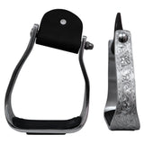 HILASON 3" Neck Western Aluminium Slanted Horse Stirrups Floral Engraved
