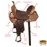 Flex Tree Western Horse Saddle In American Leather Barrel Trail Hilason