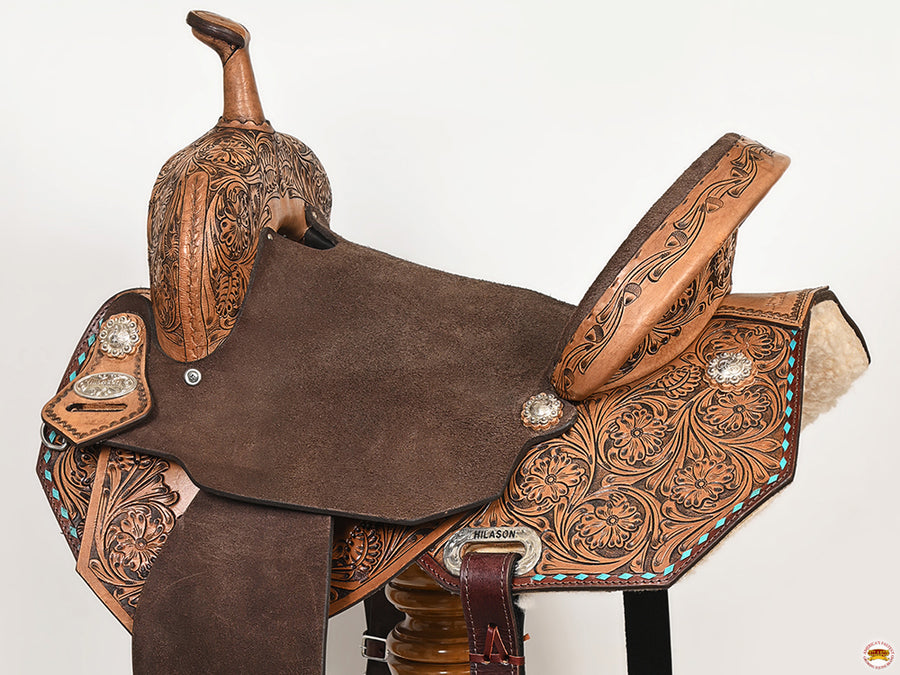 HILASON Flex Tree Western Horse Saddle American Leather Barrel Trail | for Horses
