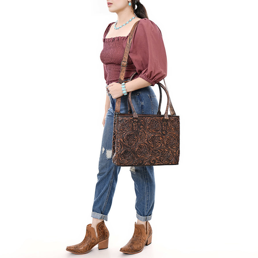 American Darling Tote Beautifully Hand Tooled Genuine Leather women bag western handbag purse | Travel Bags College Casual
