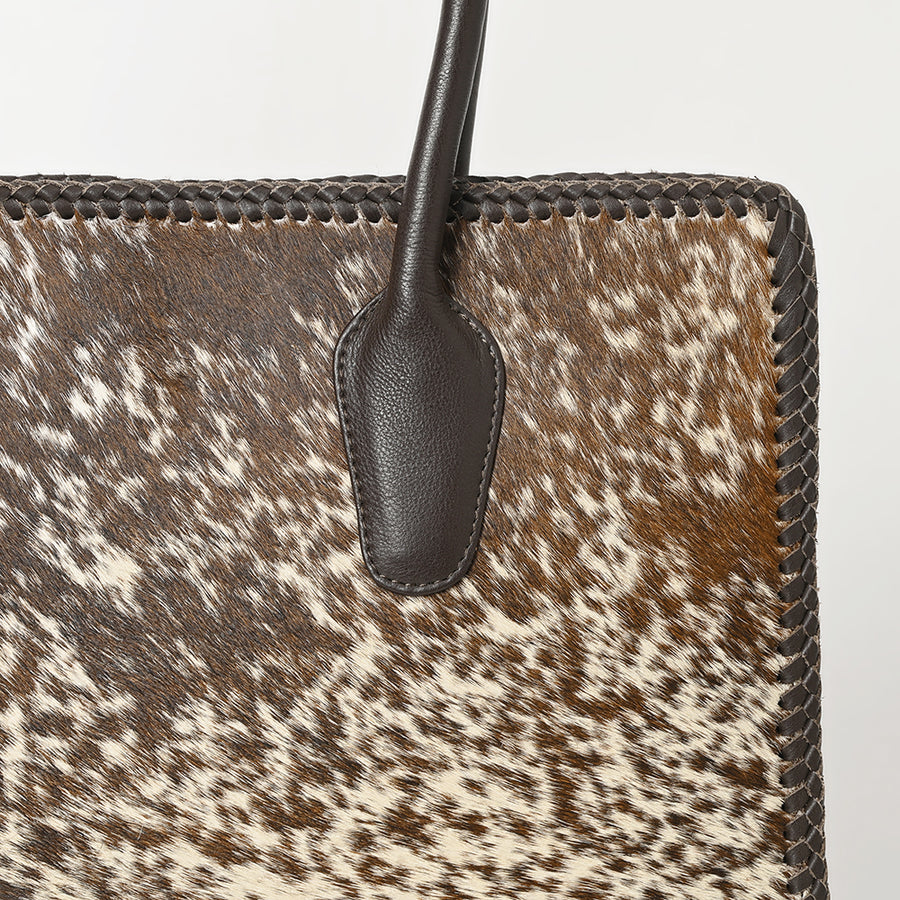 American Darling Tote Bag Western Hair-On Cowhide Genuine Leather Handcrafted Bag with Braided Handles and YKK Zipper