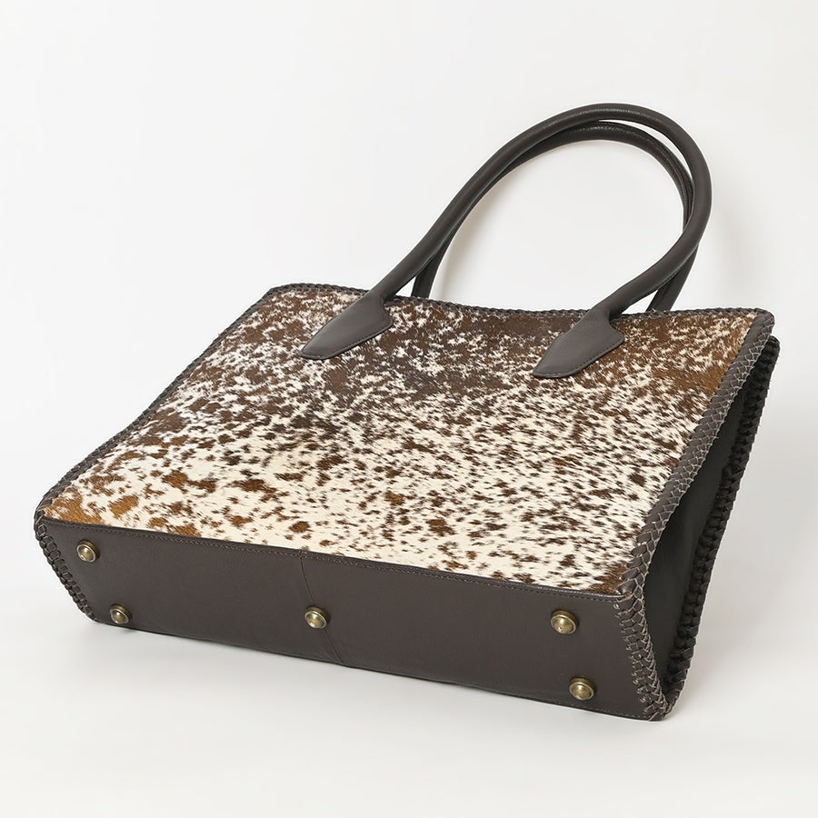 American Darling Tote Bag Western Hair-On Cowhide Genuine Leather Handcrafted Bag with Braided Handles and YKK Zipper