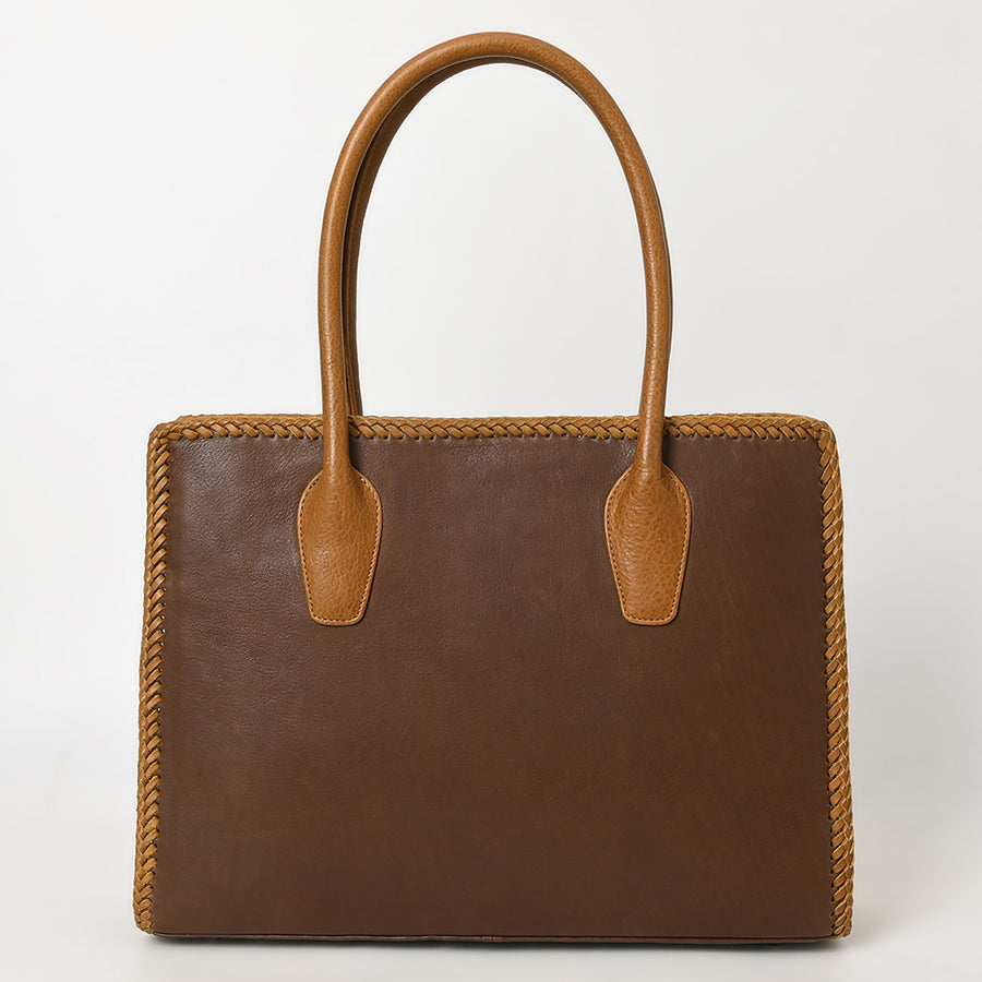 American Darling Tote Bag Western Genuine Leather Handcrafted Large Purse with Braided Detail and YKK Zipper