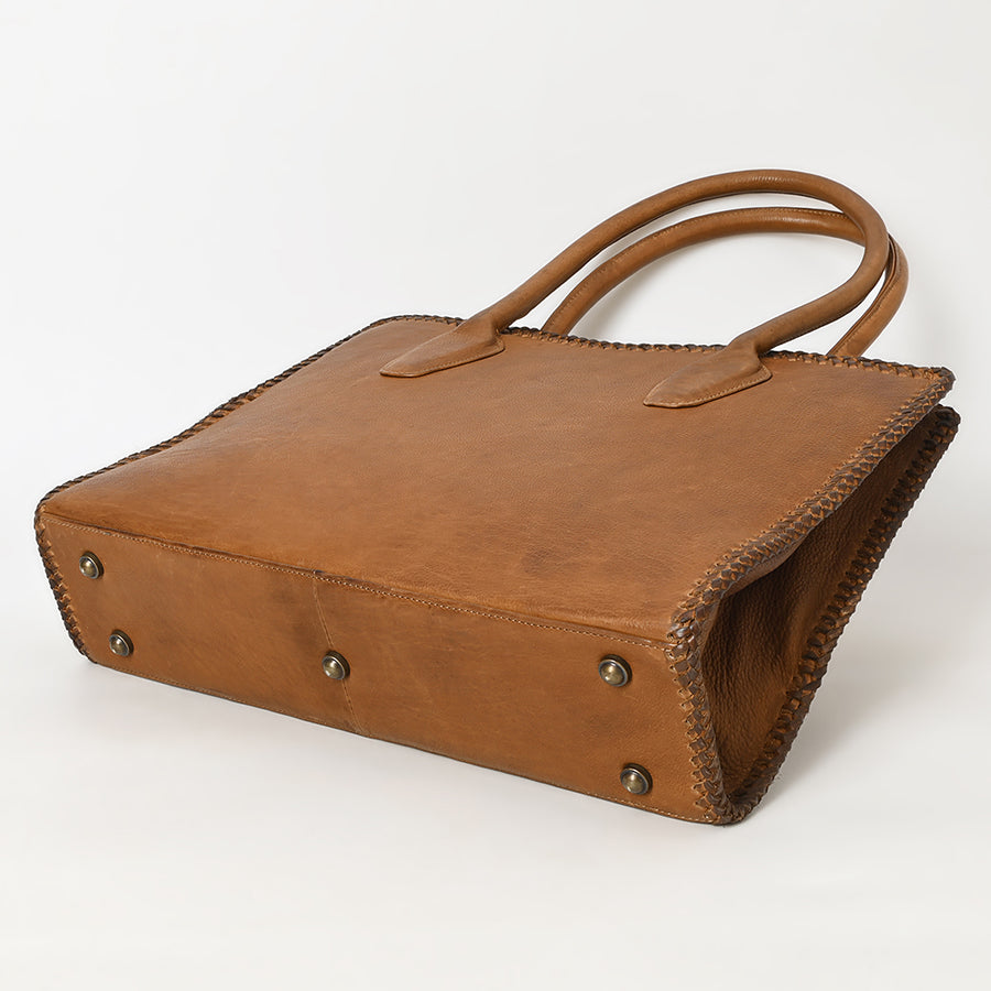 American Darling Tote Bag Western Genuine Leather Handcrafted Large Purse with Braided Detail and YKK Zipper