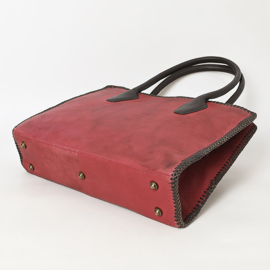 American Darling Tote Bag Western Genuine Leather Handcrafted Large Purse with Braided Detail and YKK Zipper