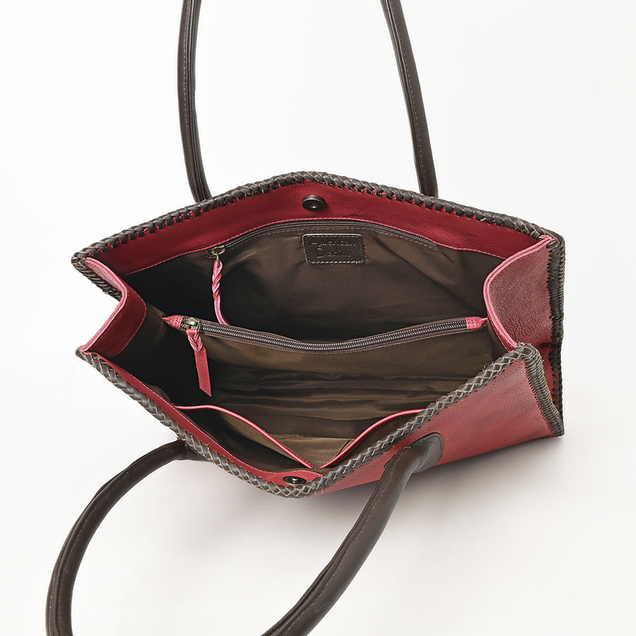 American Darling Tote Bag Western Genuine Leather Handcrafted Large Purse with Braided Detail and YKK Zipper