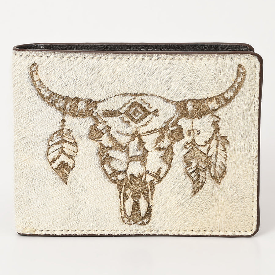 American Darling Wallet Western Hair-On Cowhide Genuine Leather Handcrafted Pocket Bifold Wallet with ID Window