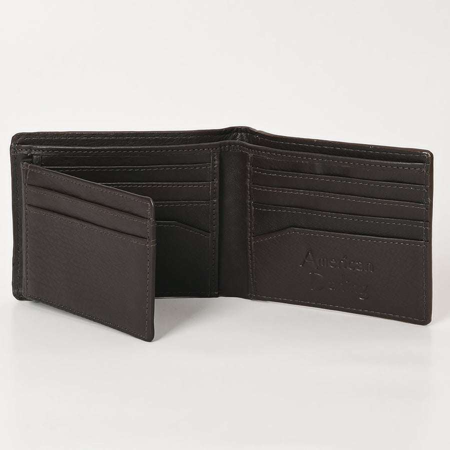 American Darling Wallet Western Hair-On Cowhide Genuine Leather Handcrafted Pocket Bifold Wallet with ID Window