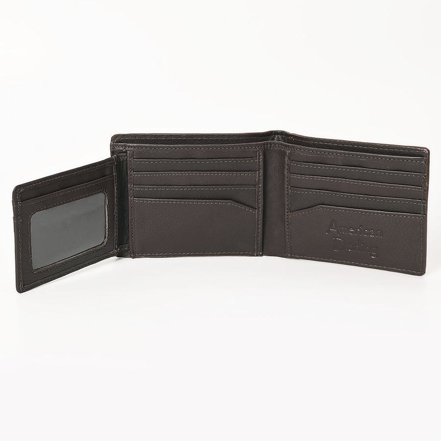 American Darling Wallet Western Hair-On Cowhide Genuine Leather Handcrafted Pocket Bifold Wallet with ID Window