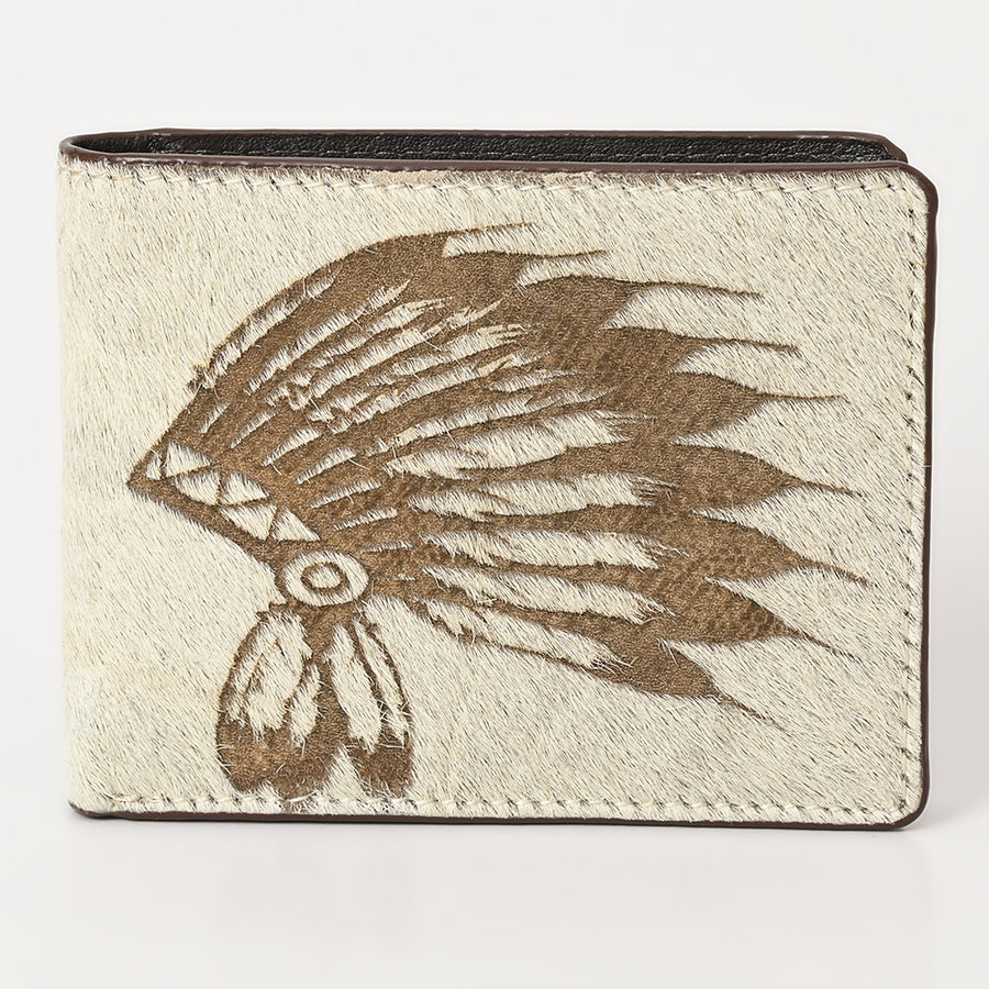 American Darling Wallet Western Hair-On Cowhide Genuine Leather Handcrafted Pocket Bifold Wallet with ID Window