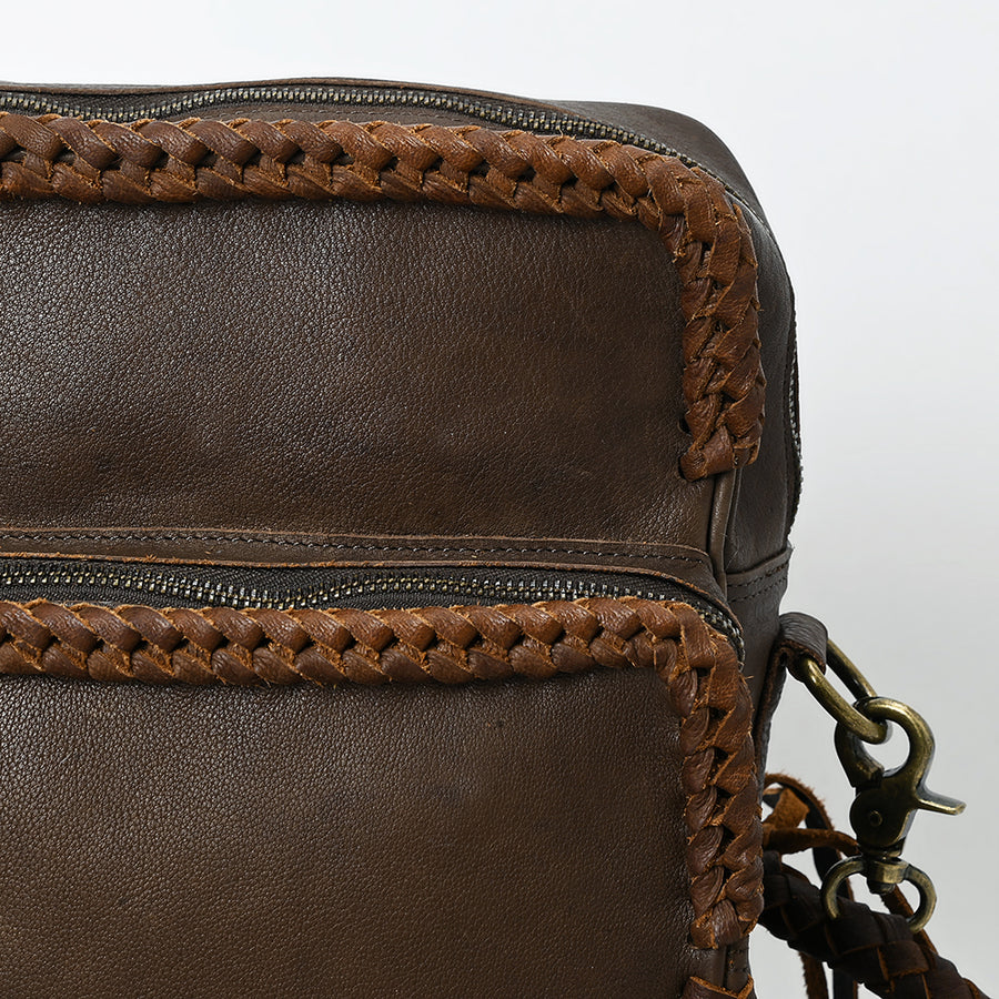American Darling Cross body Bag Western Genuine Leather Handcrafted Purse with Fringes, Braided Trim and YKK Zipper