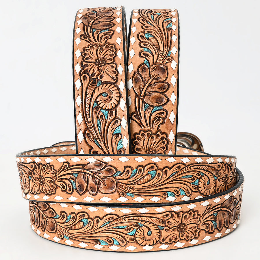 American Darling Beautifully Hand Tooled Brown Genuine Leather Apparel Belt Men and Women