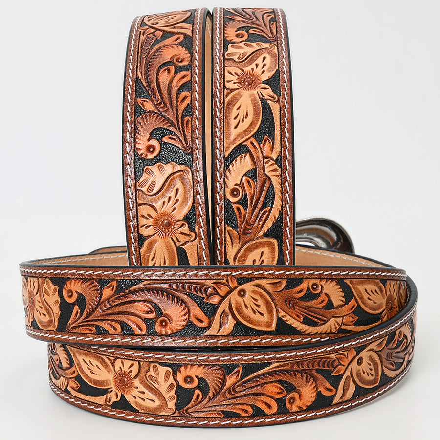 American Darling Beautifully Hand Tooled Brown Genuine Leather Apparel Belt Men and Women