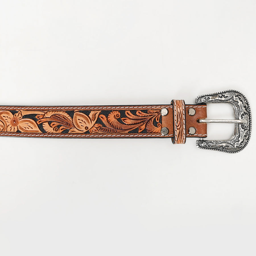 American Darling Beautifully Hand Tooled Brown Genuine Leather Apparel Belt Men and Women
