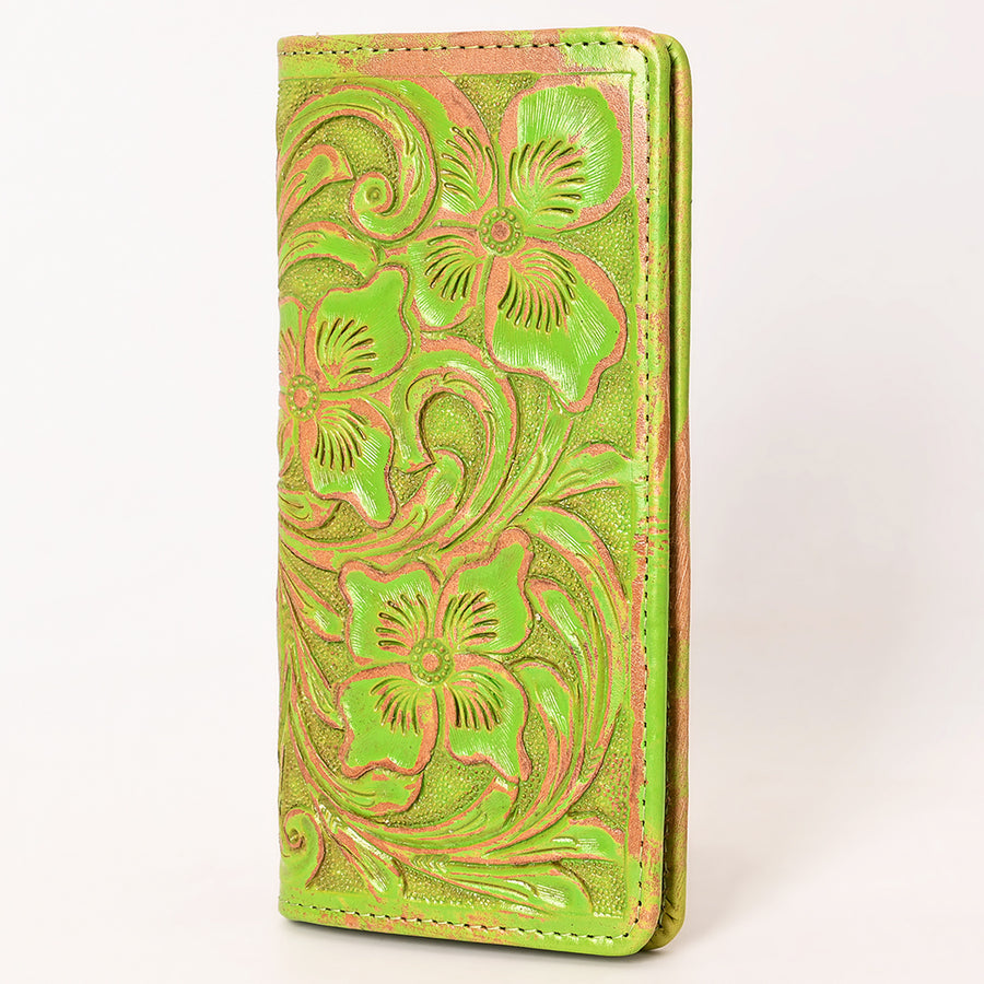 American Darling Western Leather Clutch Bag with Hand-Tooled Floral Carving - Genuine Leather - Uhorse