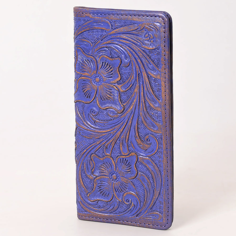 American Darling Western Leather Clutch Bag with Hand-Tooled Floral Carving - Genuine Leather - Uhorse